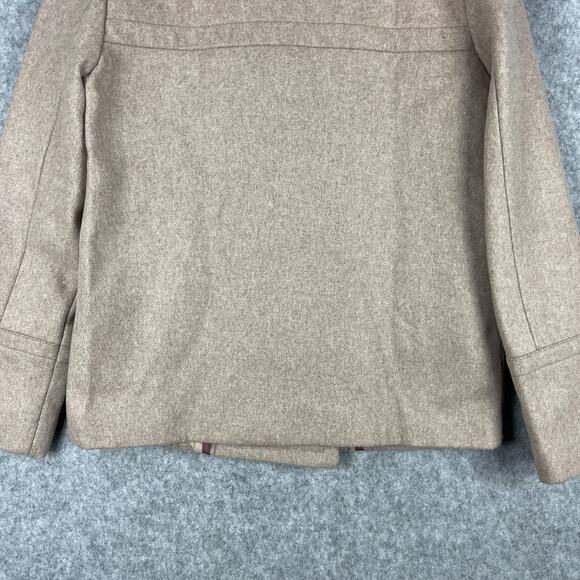 J Crew Melton Peacoat Jacket Womens 4T Beige Double Breasted Italian Wool Preppy - Picture 12 of 14